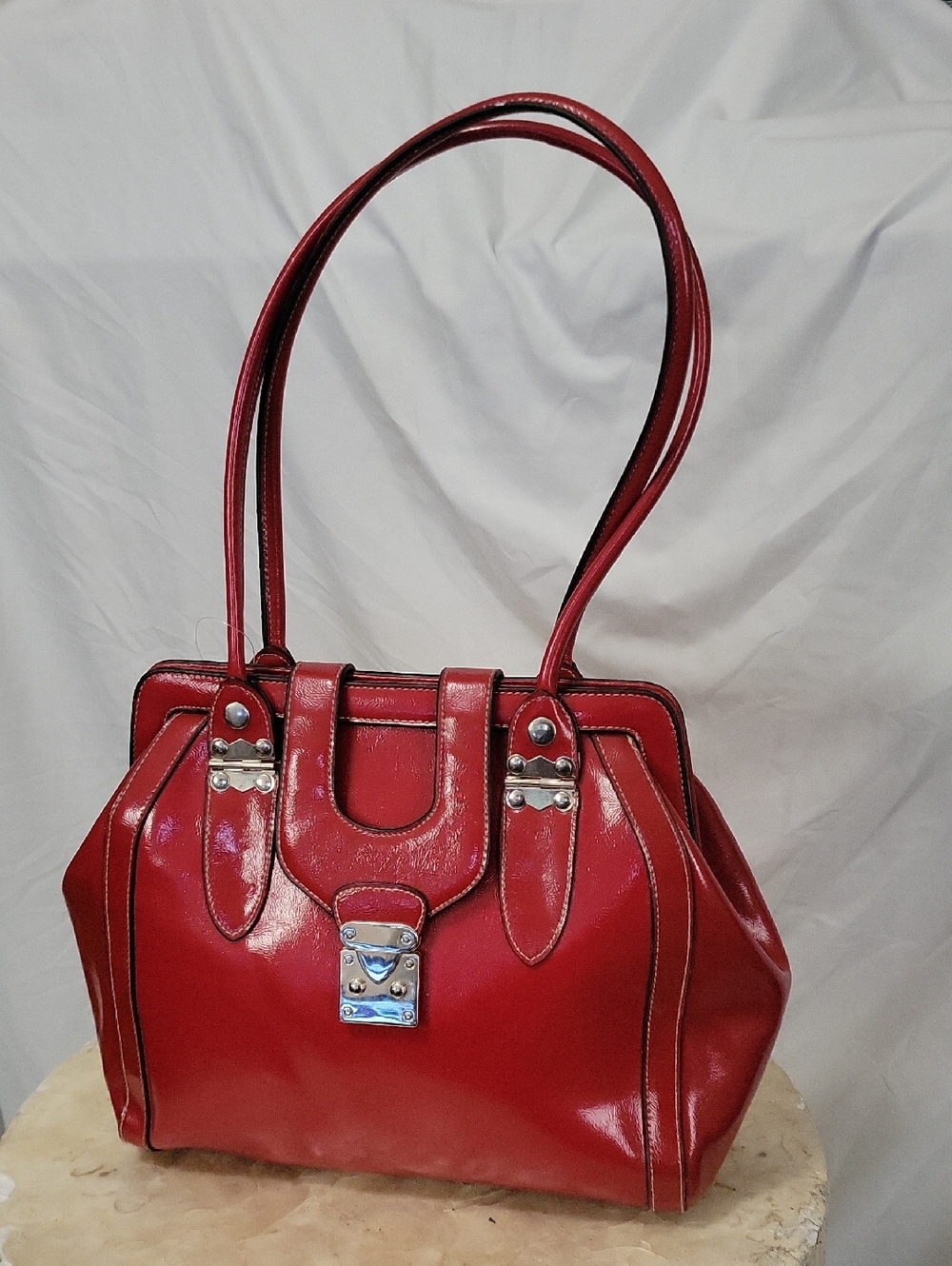 Y2k red faux leather buckle shoulder bag💥💕NEW😍🤩